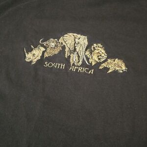 Vintage 90s South Africa Lion Spell Out T-Shirt M Black Faded Streetwear